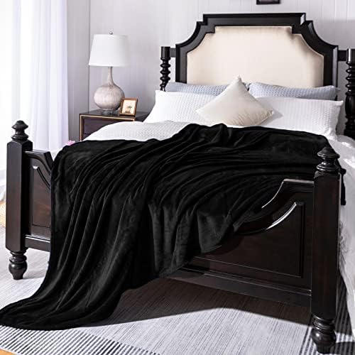 Black Fleece Plush Throw Blanket 50"x60"for Couch Sofa Fuzzy Cozy Flannel - Image 3