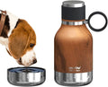 Asobu Buddy Bottle a Stainless Steel Insulated Water Bottle for with Removable Dog Water Bowl and Dog Food and Treat Storage Bowl (Wood, 37 oz Water Bottle with Bowl)