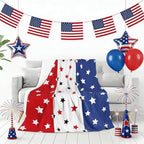 Independence Day Stars Throw Blanket, 4th of July Patriotic Red Blue Decorative Soft Cozy Blanket, Small Lightweight Warm Flannel Blanket for Sofa Chair Bed Couch 30" x 40" - Image 4