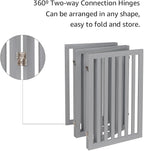 unipaws 36”H Free Standing Pet Gate for Dog Cat, 100”Wide Wooden Dog Gates | Foldable Pet Fence for Doorway, Stairs, Step, Expandable Doggy Barrier, Indoor Use