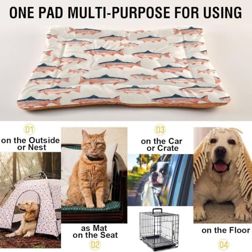 Sea Vintge Salmon Fish Dog Bed Mat 24"x36" - Image 5