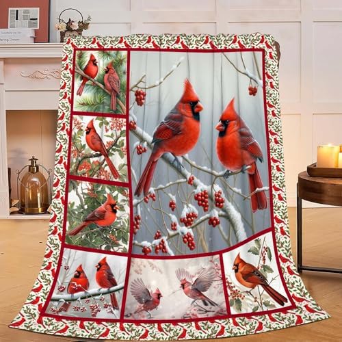 Cardinal Blanket Red Bird Throw Blanket Gifts for Women Men Boys Girls Kids Adults Super Soft Cozy Plush Fluffy Fuzzy Fleece Blanket Home Decor 60''X80'' - Image 3