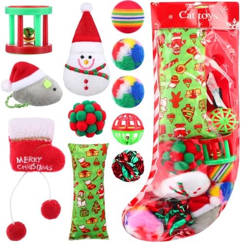 Soulchen 6 Pack Cat Christmas Toys Squeaky Plush Chew Santa Stocking by Soulchen