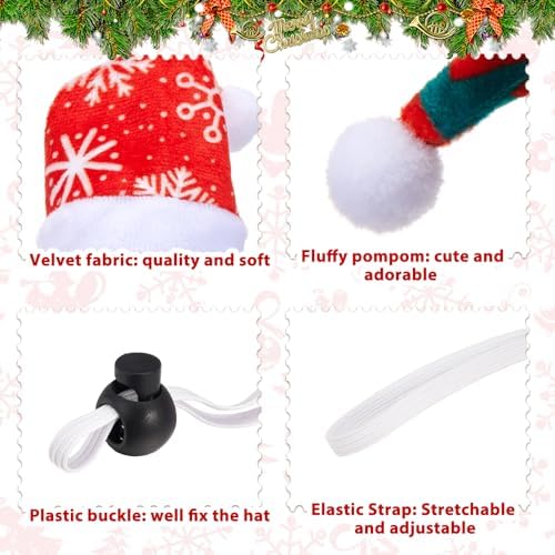 Weewooday 12 Pcs Mini Christmas Santa Hat Scarf Set, Small, Snowflake - Image 6