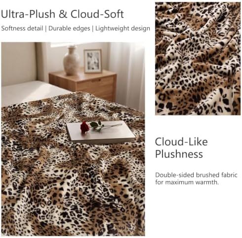 Vessia Leopard Printed Throw Blanket for Couch, Bed, Sofa, Soft Cozy Brown and Cream Cheetah Blanket for All Season, Comfy Flannel Fleece Animal Home Decor for Kids Women Adults - Image 6