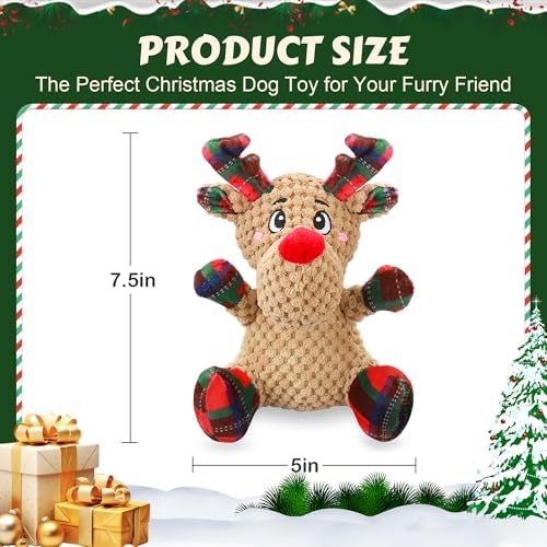 Newget Christmas Squeaky Dog Toys, Plush Dog Chew Toys with Crinkle Paper - Image 3