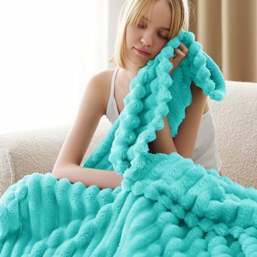 Bedsure Soft Twin Blanket for Bed Decor Gifts Blue Fog 60"x80" - Image 4