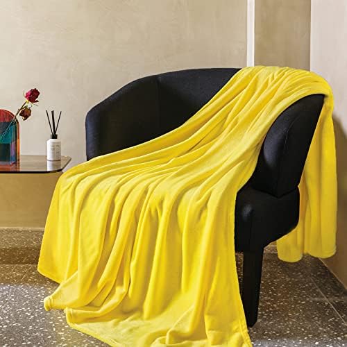 Yellow Fleece Plush Throw Blanket 50"x70"for Couch Sofa Fuzzy Cozy Flannel by JIAHANNHA