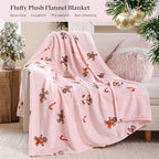 Pink Gingerbread King Size Throw Blanket for Bed, Soft Cute Fuzzy Christmas Fleece Blankets, Room Home Decor Gifts for Women Girls, 108x90 Inches - Image 2