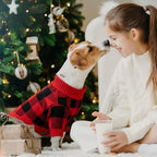 Dog Christmas Sweater Red Plaid Cardigans Dog Christmas Outfit Soft Warm Knitted Pet Clothes Cold Weather Puppy Clothes for Small Medium Large Dogs Cats - Image 6