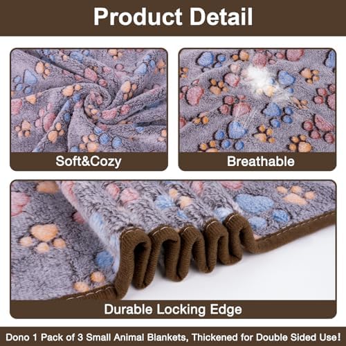 Dono 1 Pack 3 Dog Blankets for Small Dogs, Soft Fluffy Paw Print Pattern Fleece Pet Blanket Warm Sleep Mat, Puppy Kitten Blanket Doggy Mat for Dog Cat Kitten Doggy (40 * 30") - Image 5