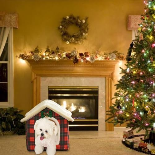 Christmas Cat Tent Cat Bed Cave (Pink, S(15.7 X 12.6 X 13.8 Inch)) - Image 5