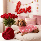 Valentines Dog Sweater Heart Dog Valentines Outfit Soft Warm Knitted Pet Clothes Cold Weather Puppy Clothes for Small Medium Dogs Cats - Image 5