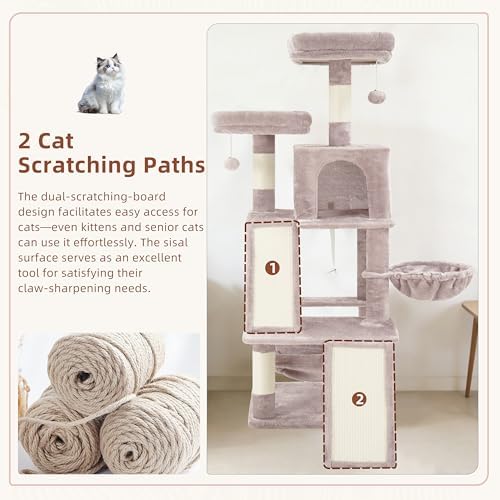 Gitelsnour Cat Tree Tower Multi-Level with 2 Scratching Boards, GCT022MU - Image 2