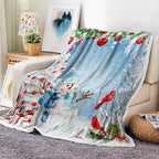 Christmas Throw Blanket Soft and Warm Throw Blankets for Couch Sofa Bed Winter Holiday Snowflakes Snowman Decorative Cozy Blanket Blanket 50"x60" - Image 2