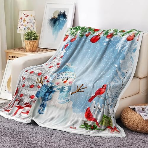 Christmas Throw Blanket Soft and Warm Throw Blankets for Couch Sofa Bed Winter Holiday Snowflakes Snowman Decorative Cozy Blanket Blanket 50"x60" - Image 2
