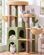 Globlazer Cactus Cat Tree Tower for Indoor Cats Large Adult, S63, Green by Globlazer