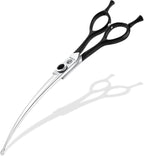 8" Downward Curved Dog Grooming Scissors for Trimming Face and Paws, Safety Round Tip Shears for Pet Dogs and Cats, Professional Pet Grooming Scissors Black