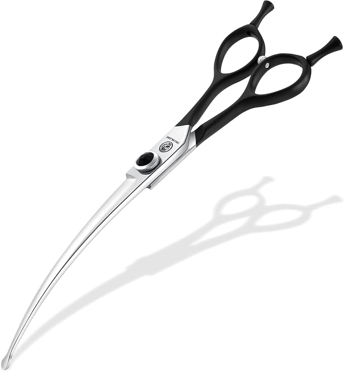 8" Downward Curved Dog Grooming Scissors for Trimming Face and Paws, Safety Round Tip Shears for Pet Dogs and Cats, Professional Pet Grooming Scissors Black