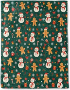 Christmas Snowman Gingerbread Decorative Throw Blanket, Candy Cane Bell Print Decoration, Soft Flannel Winter Blankets for Couch Bed Sofa, Holiday Home Decor, Xmas Festival Gifts 40x50 Inch by AINORI