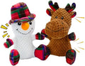 Christmas Dog Toys 2 Pack Snowman Reindeer Plush Squeaky for Small Dogs by vwptchiPuppyToyPark