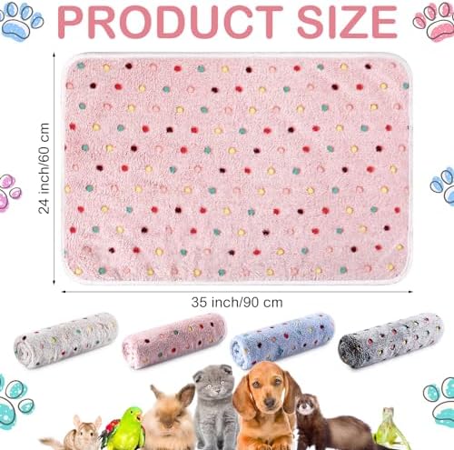 Reginary 4 Pcs Guinea Pig Fleece Cage Liners, Colorful Dot, 35 x 24 Inch - Image 2