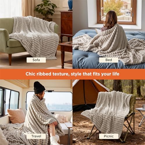 Bedsure Soft Twin XL Blanket for Bed Dorm Beige 66"x90" - Image 4