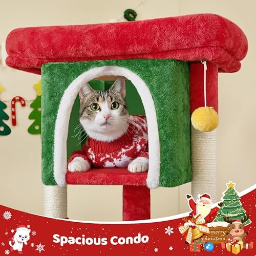 Yaheetech Christmas Themed Cat Tree 23.5in, Small Climbing Tower for Play - Image 5