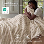 Bedsure Soft Queen Size Blanket for Bed Khaki 90"x90" - Image 3