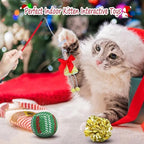 Christmas Stocking Cat Toys - 12Pcs Interactive Set for Cats with Squeaky Toys, Balls, Cat Teasers - Image 2