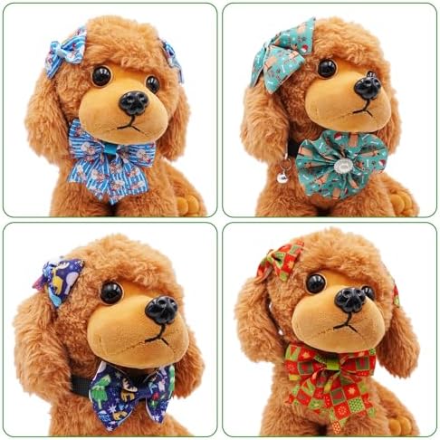 120PCS Christmas Dog Bows Bulk 20PCS Bowties with Adjustable Collar 40PCS Hair Bows 60PCS Flowers and Bowties Attachments for Girl Female Boy Male Dogs Grooming Accessories - Image 4