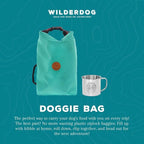 Wilderdog Doggie Bag - Water Resistant, Portable Kibble Carrier & Stainless Steel Mug - Seafoam