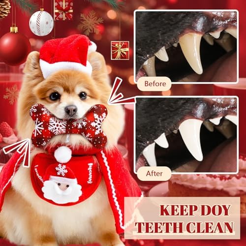VioraWhite 8 Pack Christmas Dog Toys Plush Squeaky Bone Shaped Funny Toys Birthday Gift for Small Medium Large Sized Dogs, 6.1" x 3.8" - Image 5