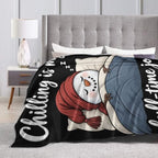 Sleepy Snowman Blanket Throw Gift for Girls Women 60"X50" - Image 5