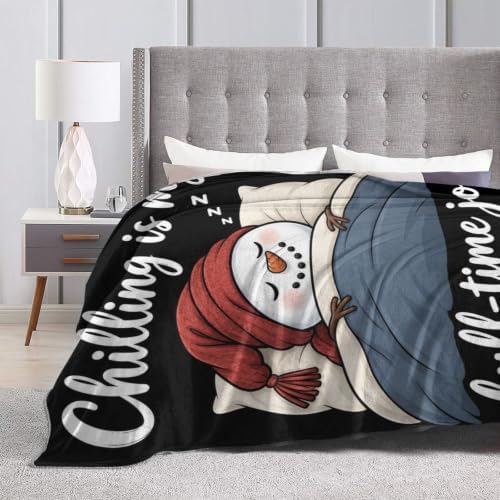 Sleepy Snowman Blanket Throw Gift for Girls Women 60"X50" - Image 5
