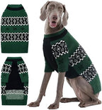 ROZKITCH Dog Argyle Sweater for XXL Large Dog with Front Legs, Thick Knit Winter Fair Isle Pet Sweaters for Outdoor Hiking Camping, Indoor Pajamas for Holiday Pitbull Golden Retriever Green 2XL by ROZKITCH