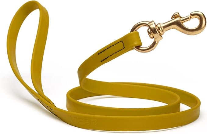 Viper Biothane K9 Working Dog Leash Waterproof Lead for Tracking Training Schutzhund Odor-Proof Long Line with Solid Brass Snap for Puppy Medium and Large Dogs 4ft, Treasure Gold