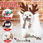 Christmas Dog Toys 9 Pack, Luxury Santa Puppy Chew Toy, Cotton Squeaky Plush Toys for Small Dogs, Durable Interactive Rope Treat Dog Ball and Bones, Rubber Teething Toys for Dogs Gifts - Image 6