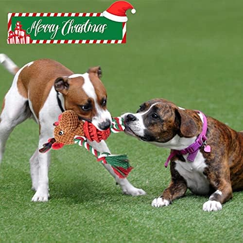 Dog Christmas Toys for Small Medium Large Dogs, Squeaky Plush Dog Toys + Interactive Dog Toys + Dog Rope Toys Multi Function Cute Reindeer Puppy Toys for Christmas - Image 7
