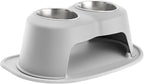 WeatherTech Double High Pet Feeding System - Elevated Dog/Cat Bowls - 8 inch High Light Grey (DHC3208LGLG)