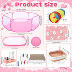 13 Pcs Kitten Starter Kit with Playpen Litter Box Feeder, Pink - Image 2