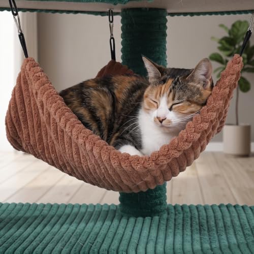 YUNIQUE Cat Tree with Cat Condo and Big Hammock, Dark Green - Image 6