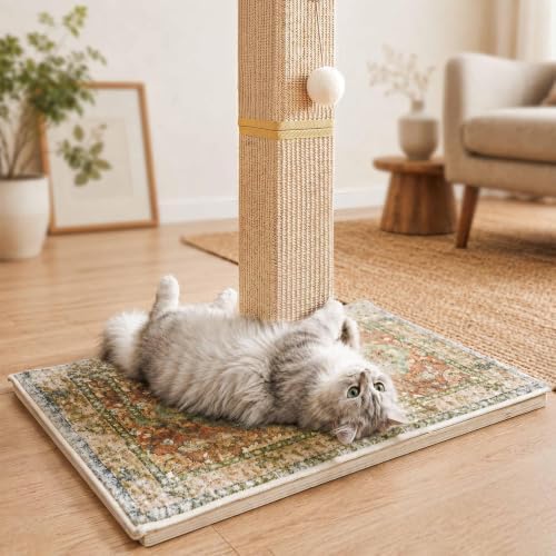 Tall Cat Scratching Post for Indoor Cats Adults with Carpet, Green - Image 4