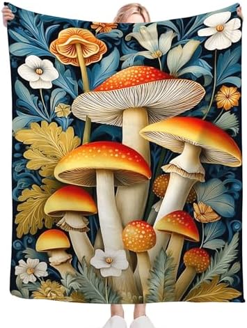 Mushroom Blanket for Girls Women Boys Men Adults Kids Soft Cozy Fleece Mushroom Lovers Throw Blankets Gifts Warm Flannel Plush Lightweight Decor for Couch Bed Sofa 60"X50" - Image 6