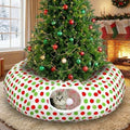 Soulchen Cat Tunnel Christmas Tree Skirt 3ft x 3ft Red and Green Cat Bed by Soulchen