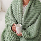 Sage Green Fleece Throw Blanket 50”×60” for Couch Sofa Livingroom - Image 5