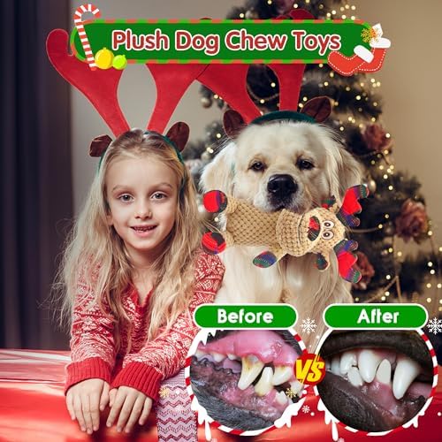 Christmas Dog Toys, Plush Squeaky Dog Toy with Crinkle Paper, Cute Christmas Puppy Toys with Cotton, Durable Interactive Dog Chew Toys for Puppy Small Medium Large Breed - Image 4