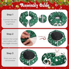 Cat Tunnel Bed Under Christmas Tree, Cat Tunnel Christmas Tree Skirt for Indoor Cats, Donut Tunnel Toys for Multiple & Large Carts, for Kitten, Rabbit, Puppy, Green Snowflake - Image 5