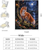 Red Fox Throw Blanket Moonlit Forest Woodland Animal Gifts 40''x50'' - Image 6