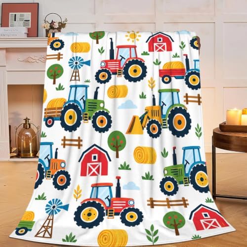 Tractor Throw Blanket Farm Vehicles Barn Hay Gifts 40''X50'' by Fuzawet